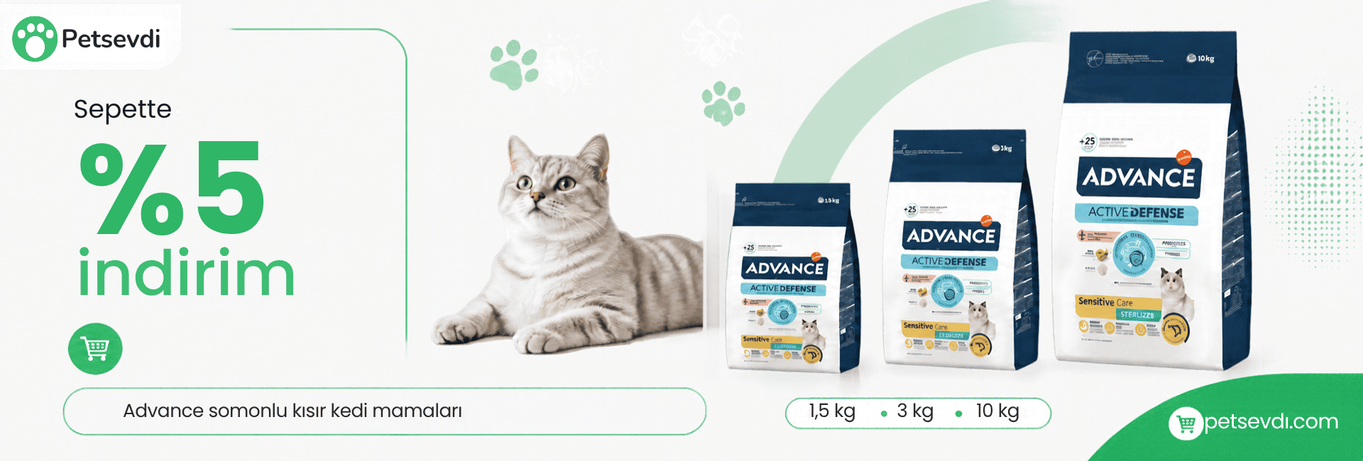 Advance Somonlu Kısır Kedi Mamalarında Sepette %5 İndirim!