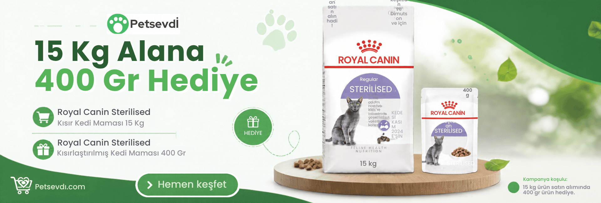 Royal Canin 15 kg Kısır Kedi Maması Alana 400 g Hediye!