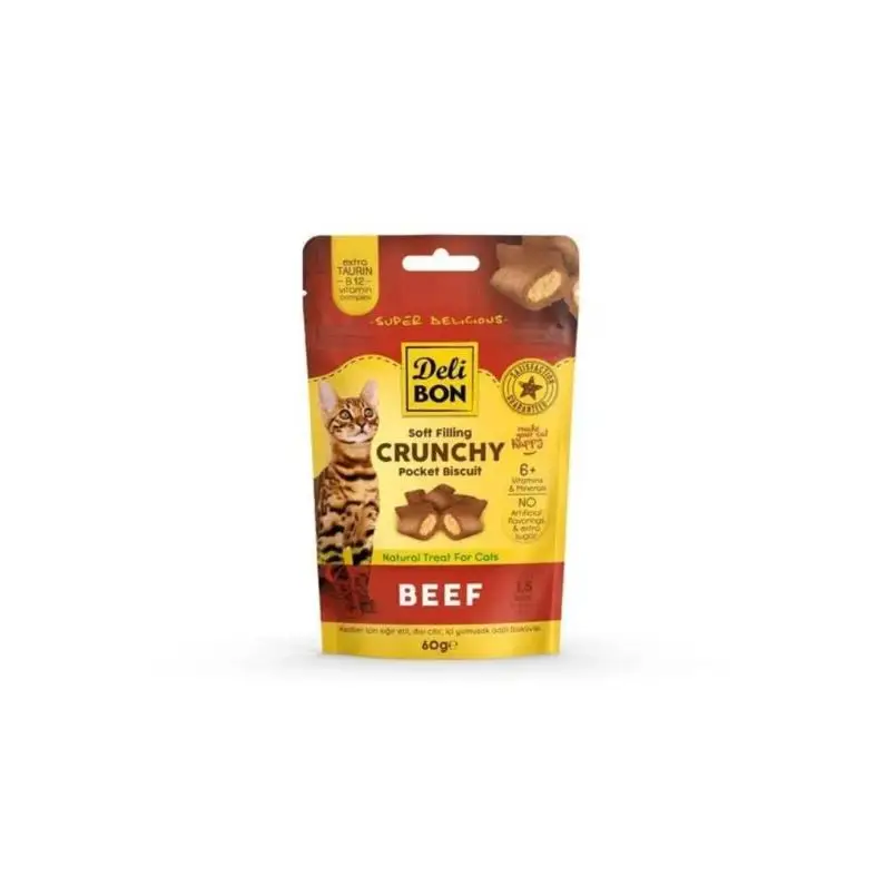 Delibon Chrunchy İçi Dolgulu Ödül Bisküvisi Sığır Etli 60Gr