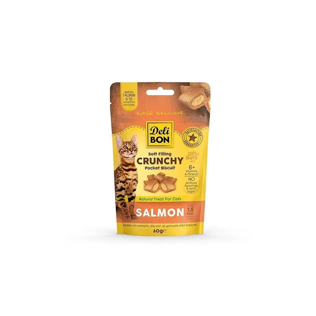 Delibon Chrunchy İçi Dolgulu Ödül Bisküvisi Somonlu 60Gr