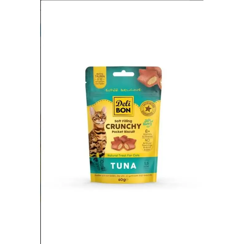 Delibon Chrunchy İçi Dolgulu Ödül Bisküvisi Tunalı 60Gr