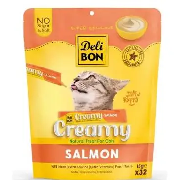 Delibon Creamy Somonlu Sıvı Kedi Ödül Maması 32x15gr