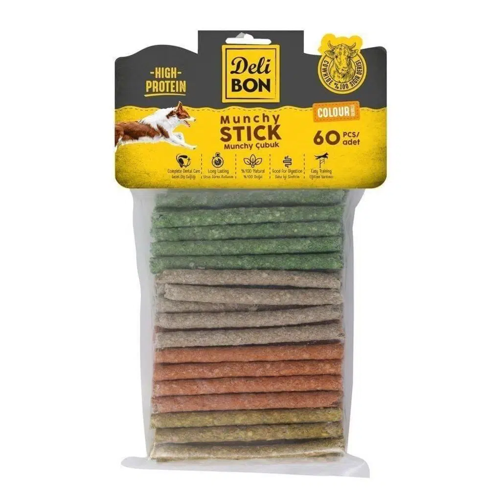 Delibon Deri Munchy Çubuk Orta Boy 60Li Paket Karışık Renk Kalınx60Ad.