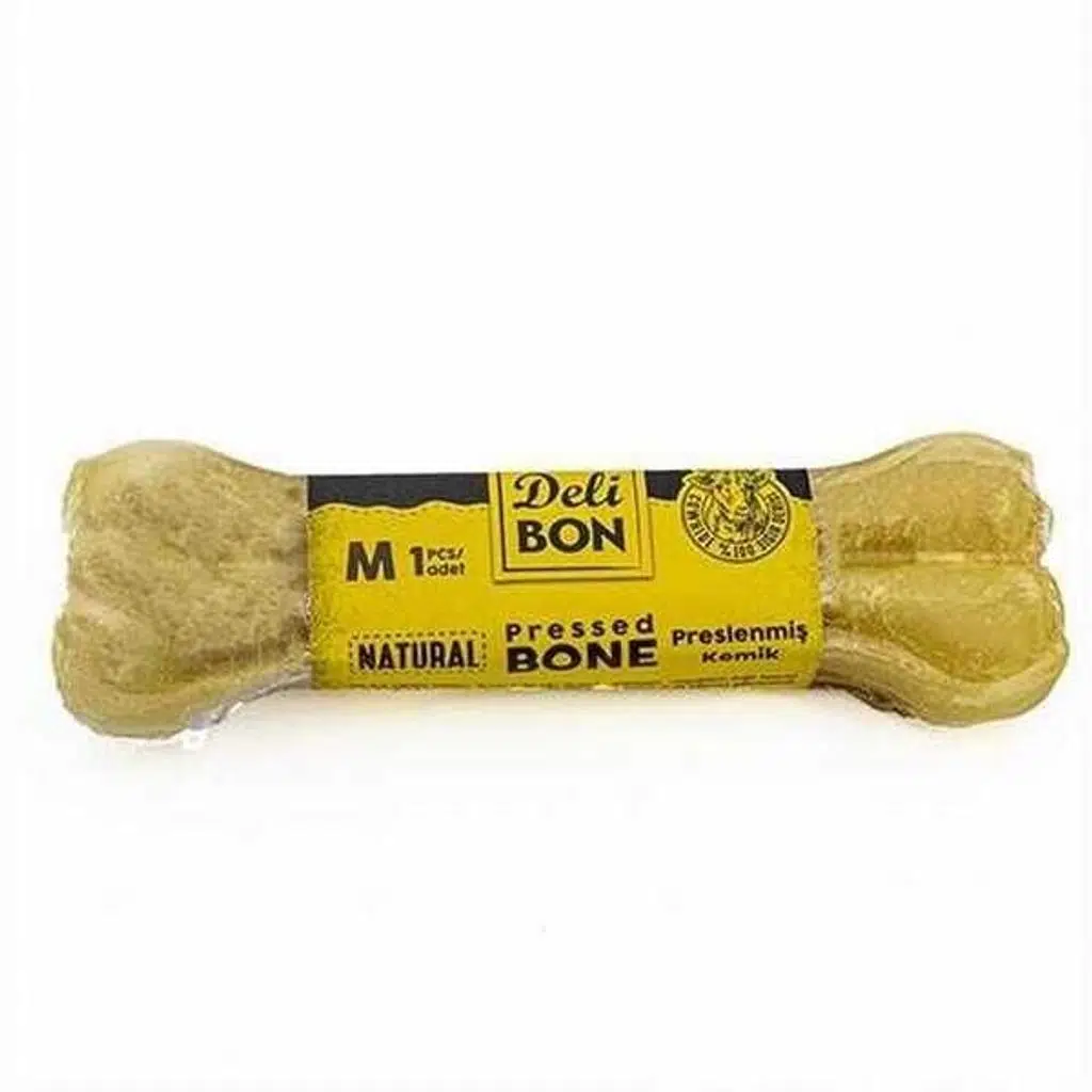 Delibon Natürel Pres Deri Kemik Köpek Ödülü 15 cm Medium