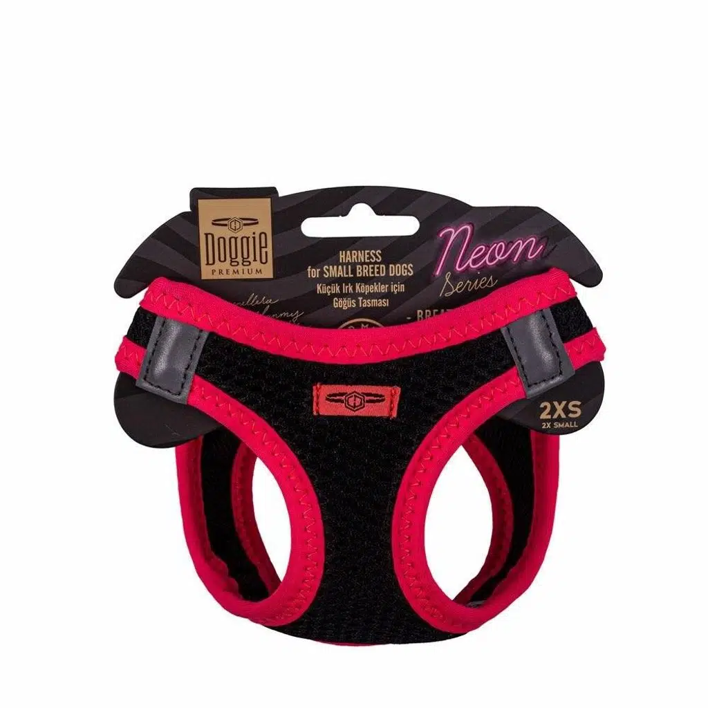 Doggie Havalı Dokuma Neon Serisi Küçük Irk Göğüs Tasması Pembe 2Xs-26-30Cm