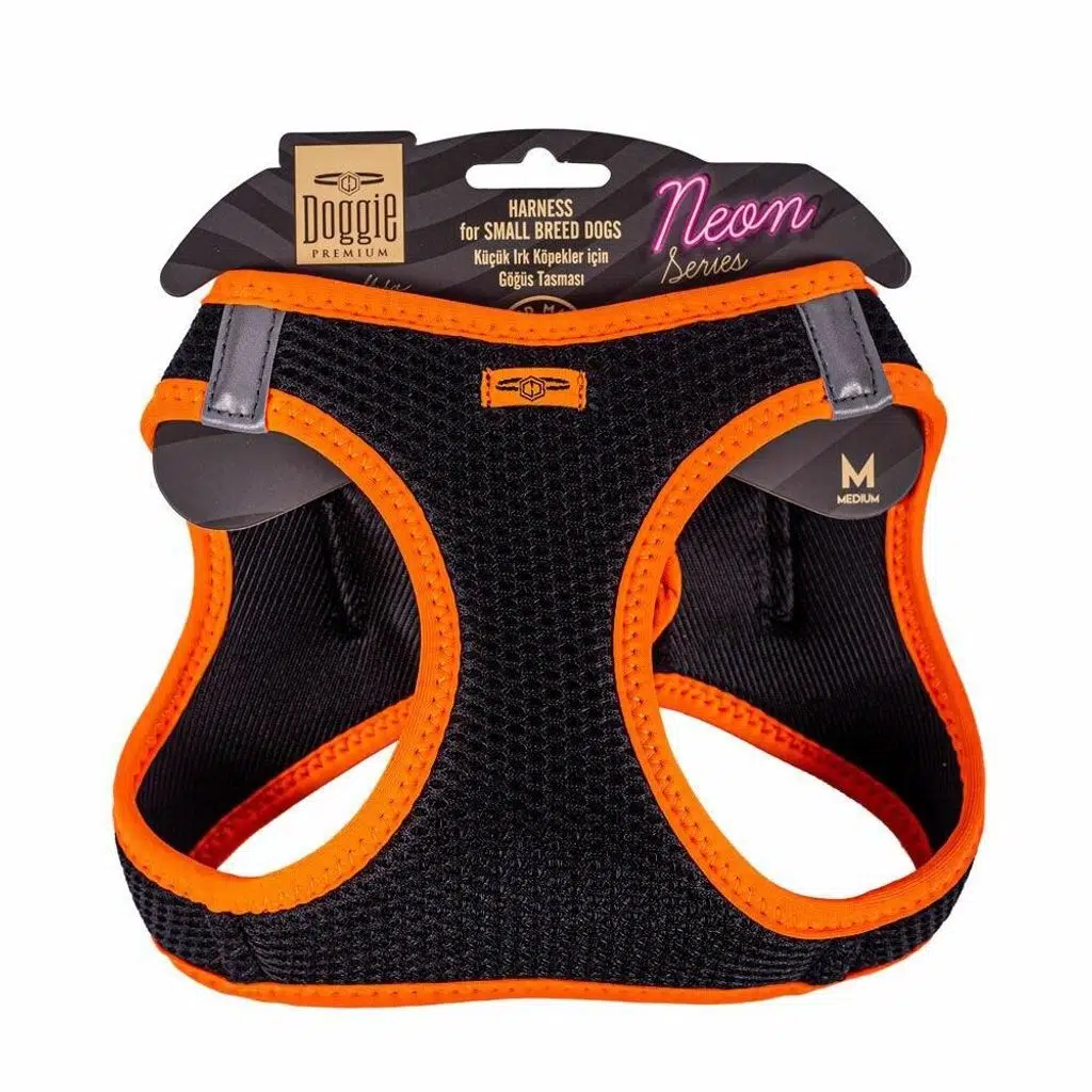 Doggie Havalı Dokuma Neon Serisi Küçük Irk Göğüs Tasması Turuncu M-38-44Cm