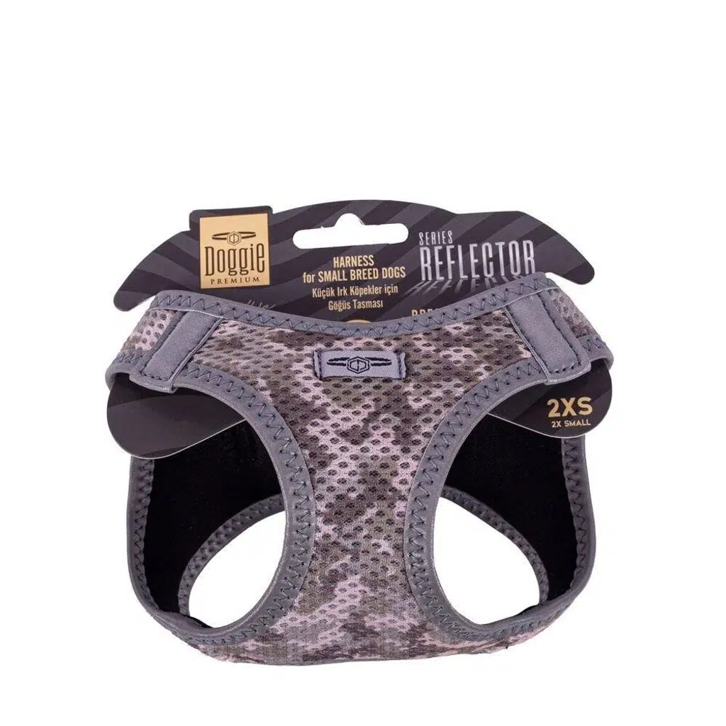 Doggie Havalı Dokuma Reflektör Serisi Küçük Irk Göğüs Tasması Kamuflaj 2Xs-26-30Cm