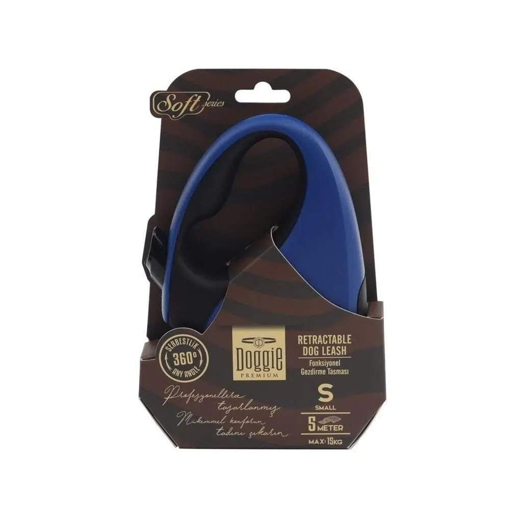 Doggie Otomatik Uzatma Tasması Soft Seri Royalmavi 15Kg/5Mt