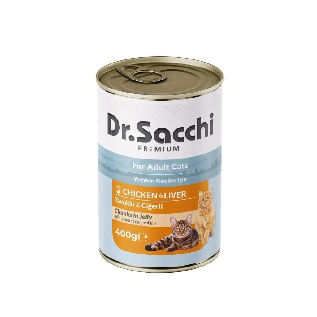 Dr. Sacchi Tavuklu Ve Ciğerli Yetişkin Kedi Konservesi 400 Gr