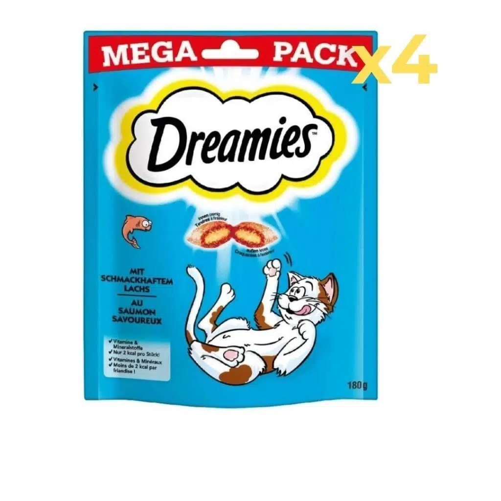 Dreamies Mega Pack İç Dolgulu Somonlu Kedi Ödülü 180gr 4'lü Paket