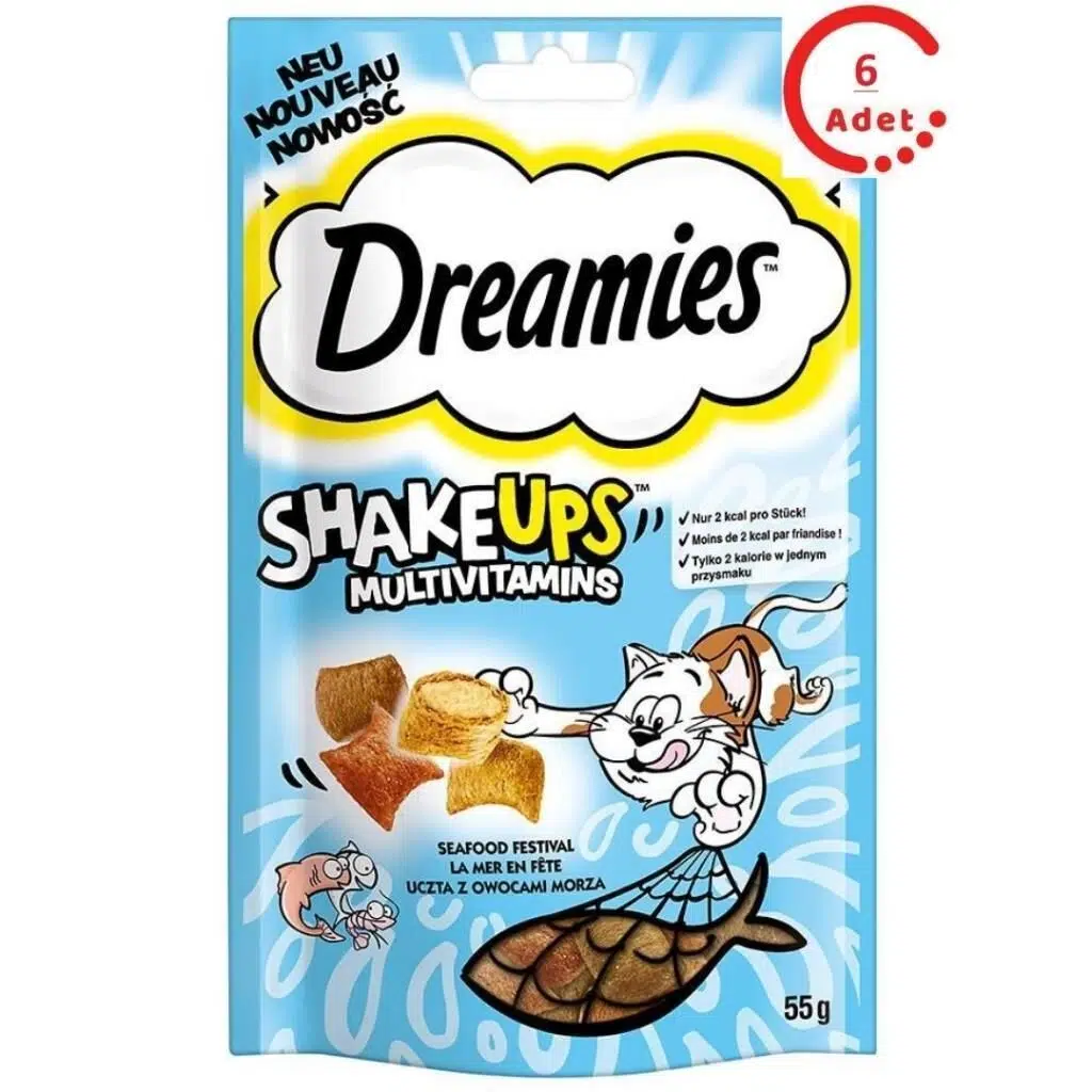 Dreamies ShakeUps Multivitaminli Deniz Ürünleri Kedi Ödül Maması 55 Gr 6'lı Paket