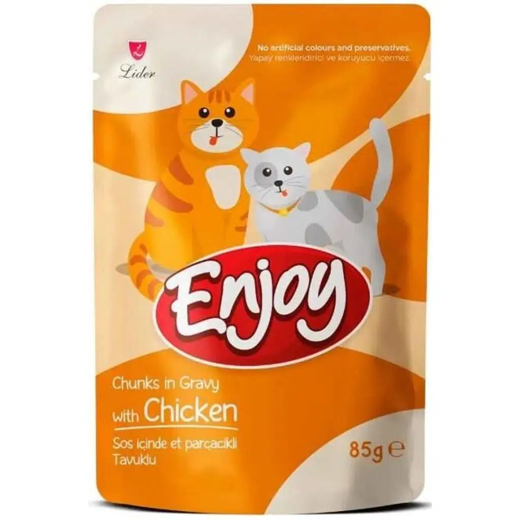 Enjoy Sos İçinde Parçacıklı Tavuklu Kedi Pouch Yaş Maması 85 Gr
