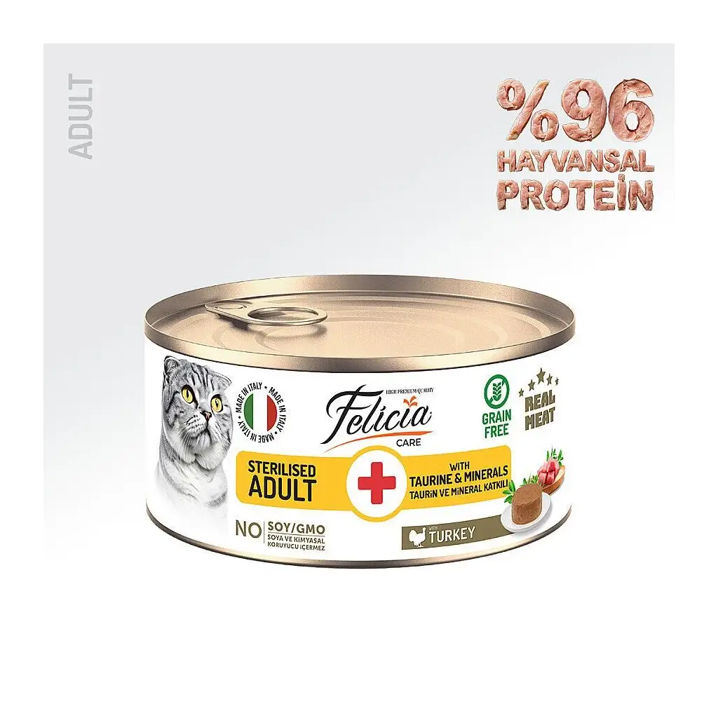 Felicia Hindili Ezme Kısırlaştırılmış Yetişkin Kedi Konservesi 85 GR
