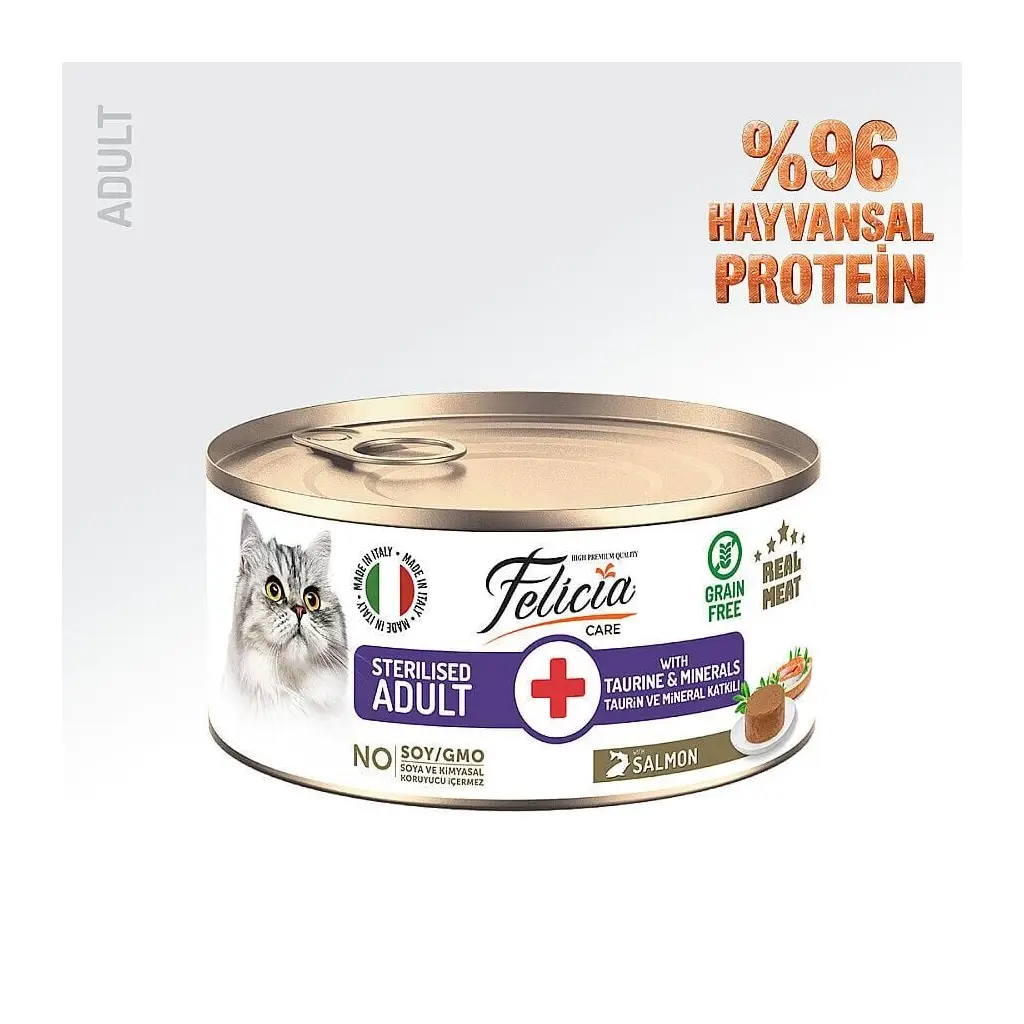 Felicia Somonlu Ezme Kısırlaştırılmış Yetişkin Kedi Konservesi 85 GR