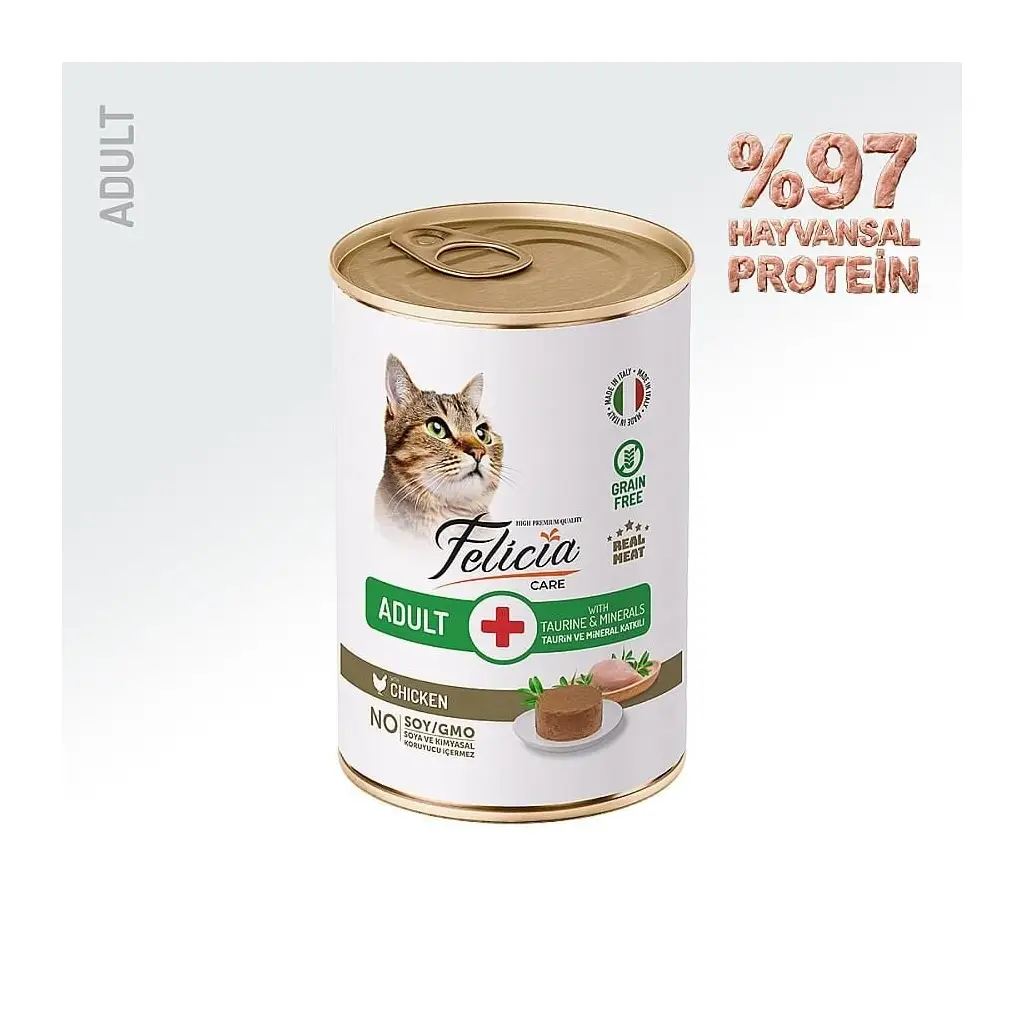 Felicia Tahılsız Yetişkin Tavuklu Kedi Konservesi 400 Gr
