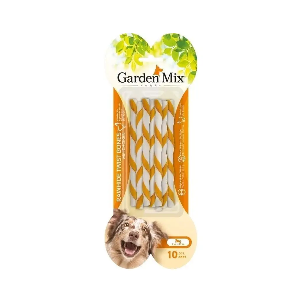 Garden Mix Tavuklu Burgu Deri Çubuk – 10’lu (Twist Bones)