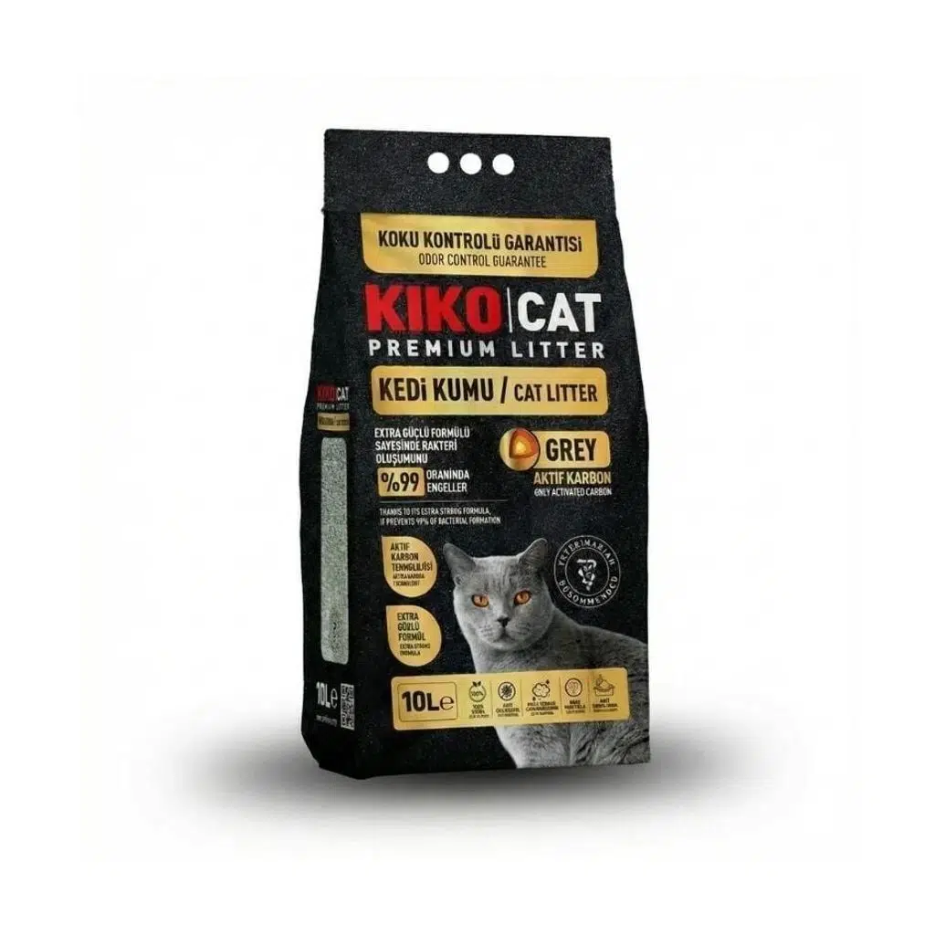 Kiko Cat Grey Aktif Karbonlu Kedi Kumu 10 L