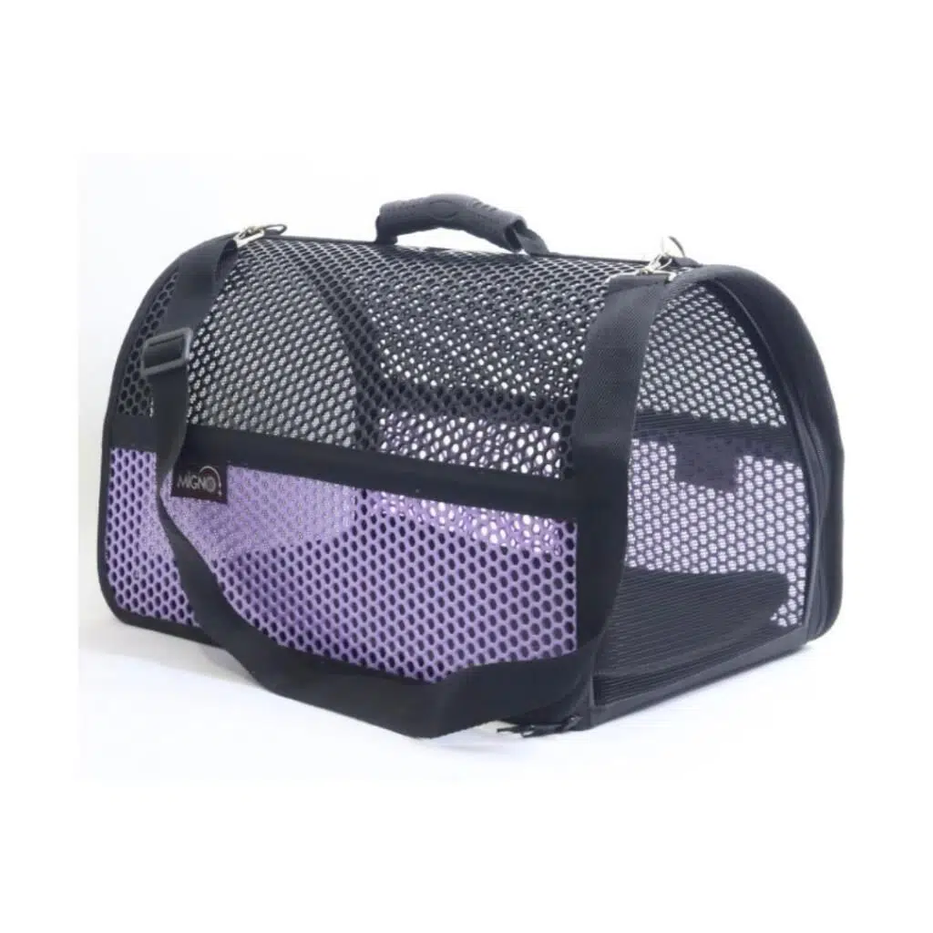 MİGNO FLYBAG Voyager Fileli Kedi Köpek Taşıma Çantası - Mor-Siyah