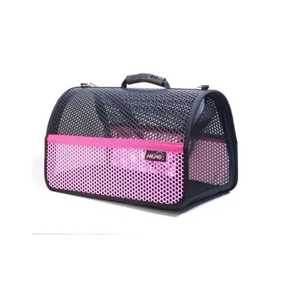 MİGNO FLYBAG Voyager Fileli Kedi Köpek Taşıma Çantası - Pembe-Siyah