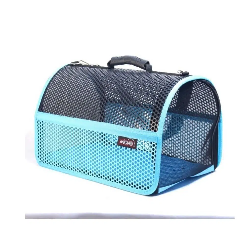MİGNO FLYBAG Voyager Fileli Kedi Köpek Taşıma Çantası - Turkuaz-Siyah