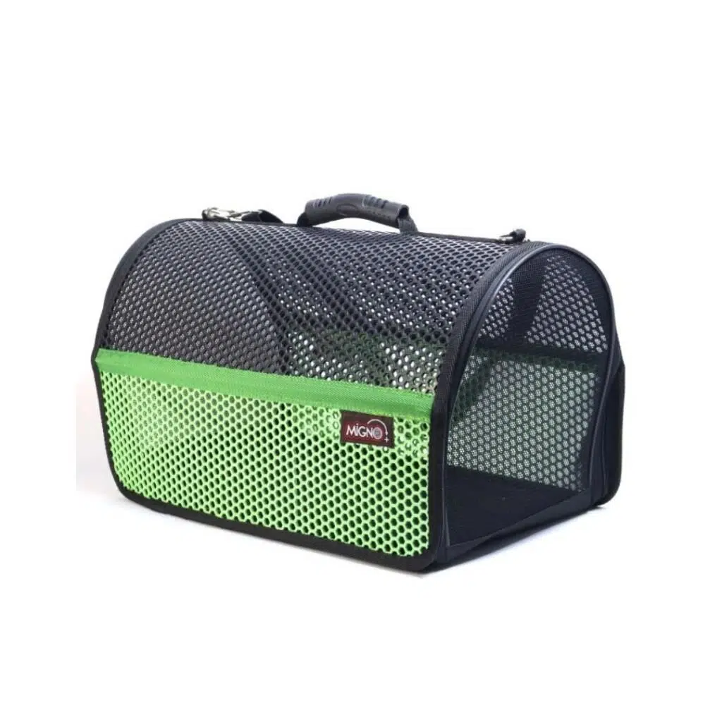 MİGNO FLYBAG Voyager Fileli Kedi Köpek Taşıma Çantası - Yeşil-Siyah