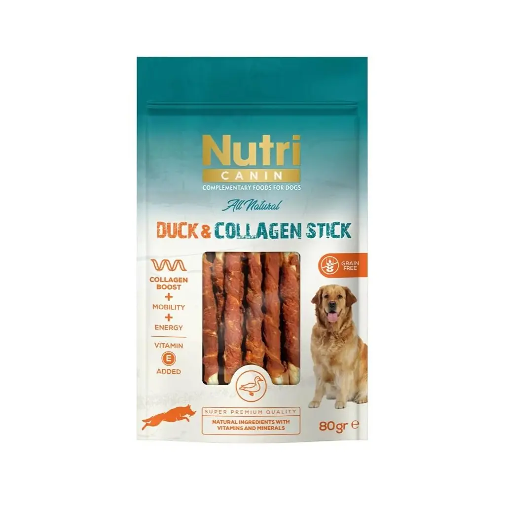 Nutri Canin Ördek Eti Sargılı Kolajen Çubuk Tahılsız Köpek Et Ödülü 80 Gr