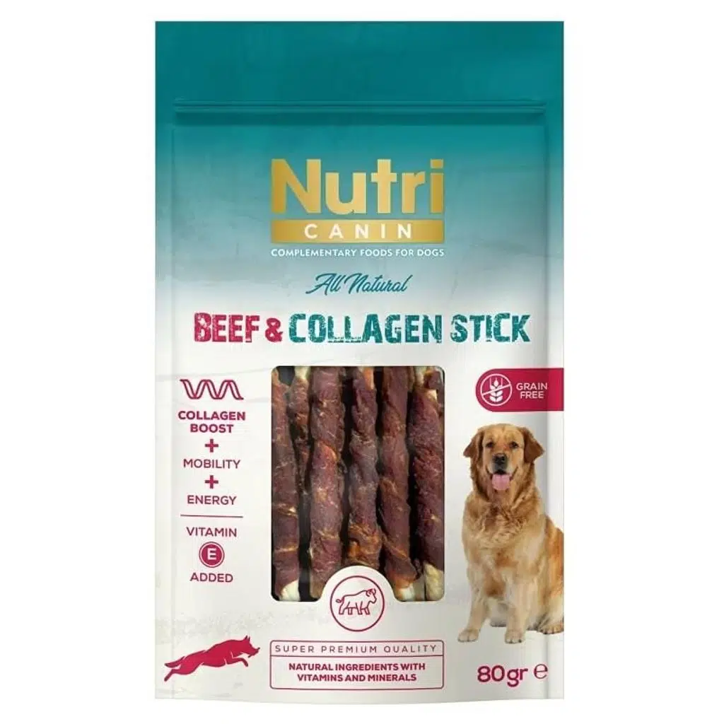 Nutri Canin Sığır Eti Sargılı Kolajen Çubuk Tahılsız Köpek Et Ödülü 80 Gr