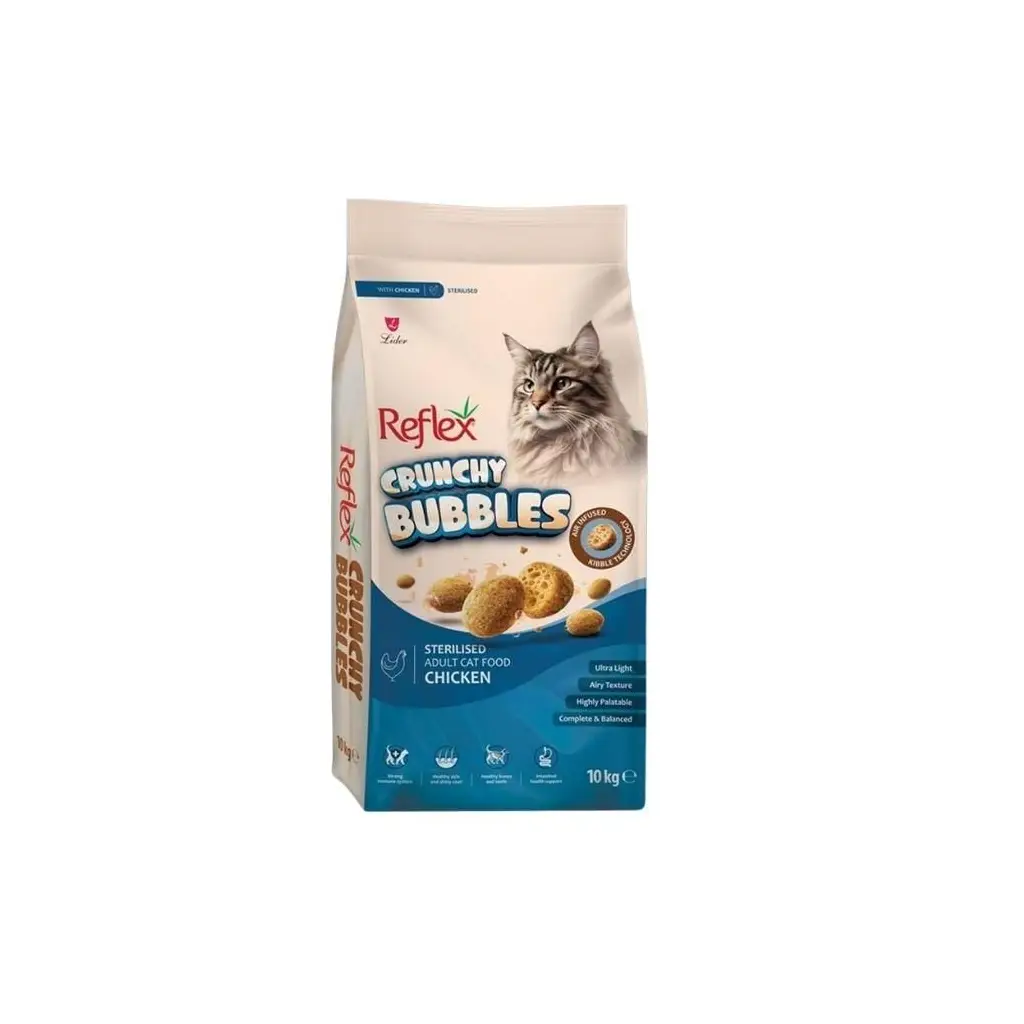 Reflex Crunchy Bubbles Tavuklu Kısırlaştırılmış Yetişkin Kedi Maması 10 KG