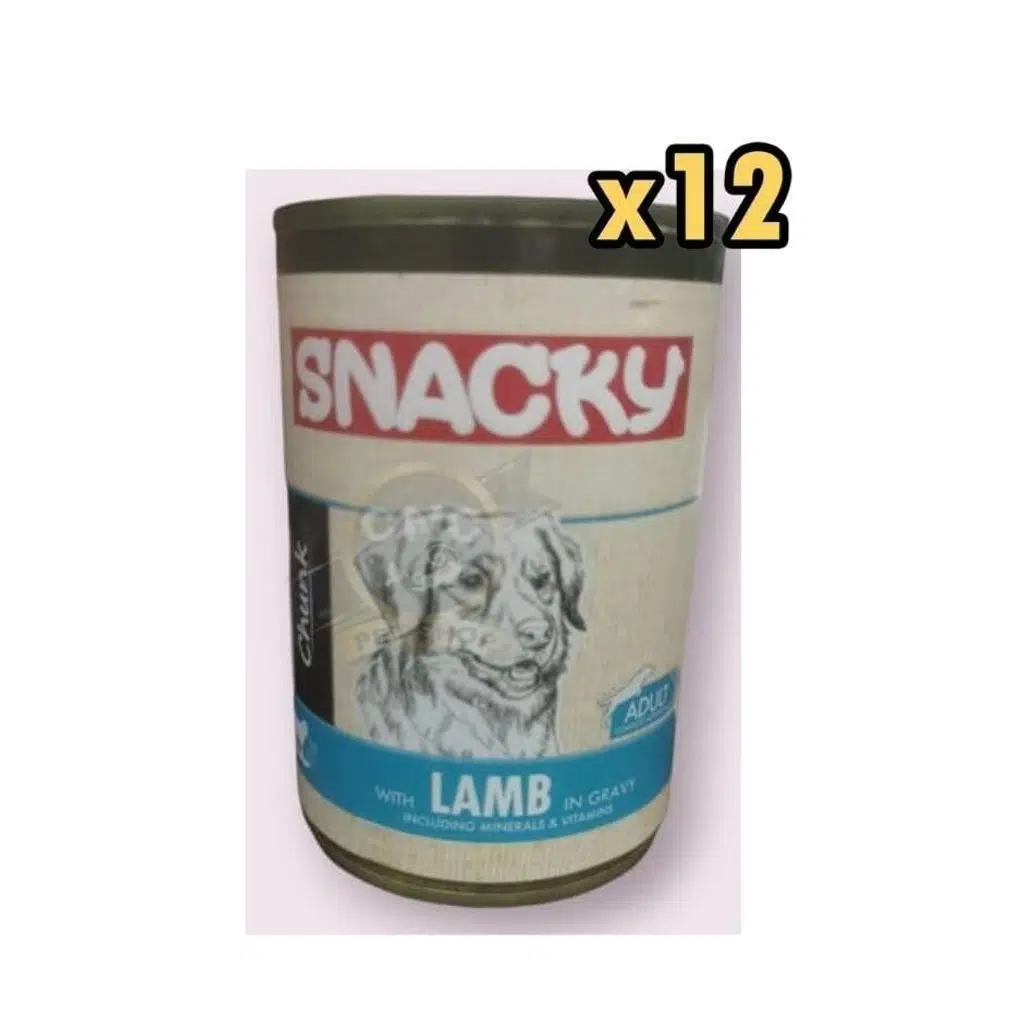 Snacky Chunk Soslu Kuzulu Yetişkin Köpek Konservesi 400 gr 12'li Paket