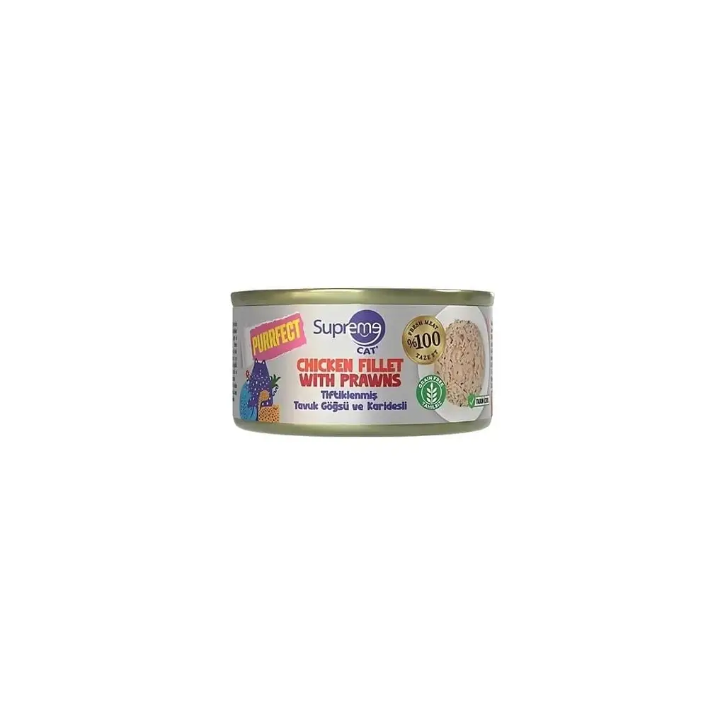 Supreme Cat Premium Tavuk Göğsü ve Karidesli Tiftiklenmiş Yetişkin Kedi Konservesi 70 Gr