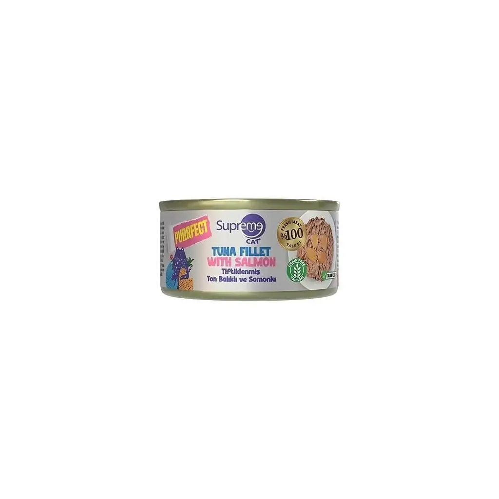 Supreme Cat Ton Balıklı ve Somonlu Tiftiklenmiş Yetişkin Kedi Konservesi 70 Gr