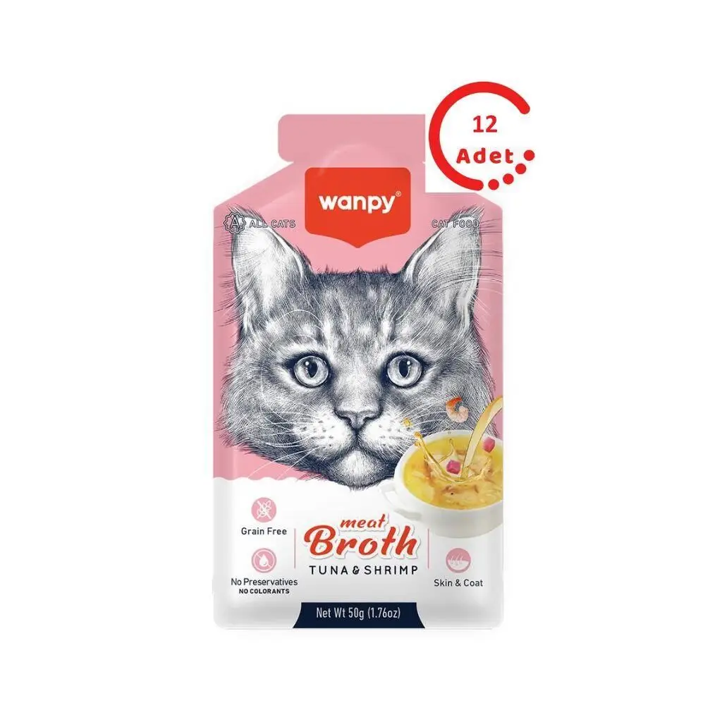 Wanpy Karidesli Ton Balıklı Kedi Çorbası 50 Gr 12'li Paket