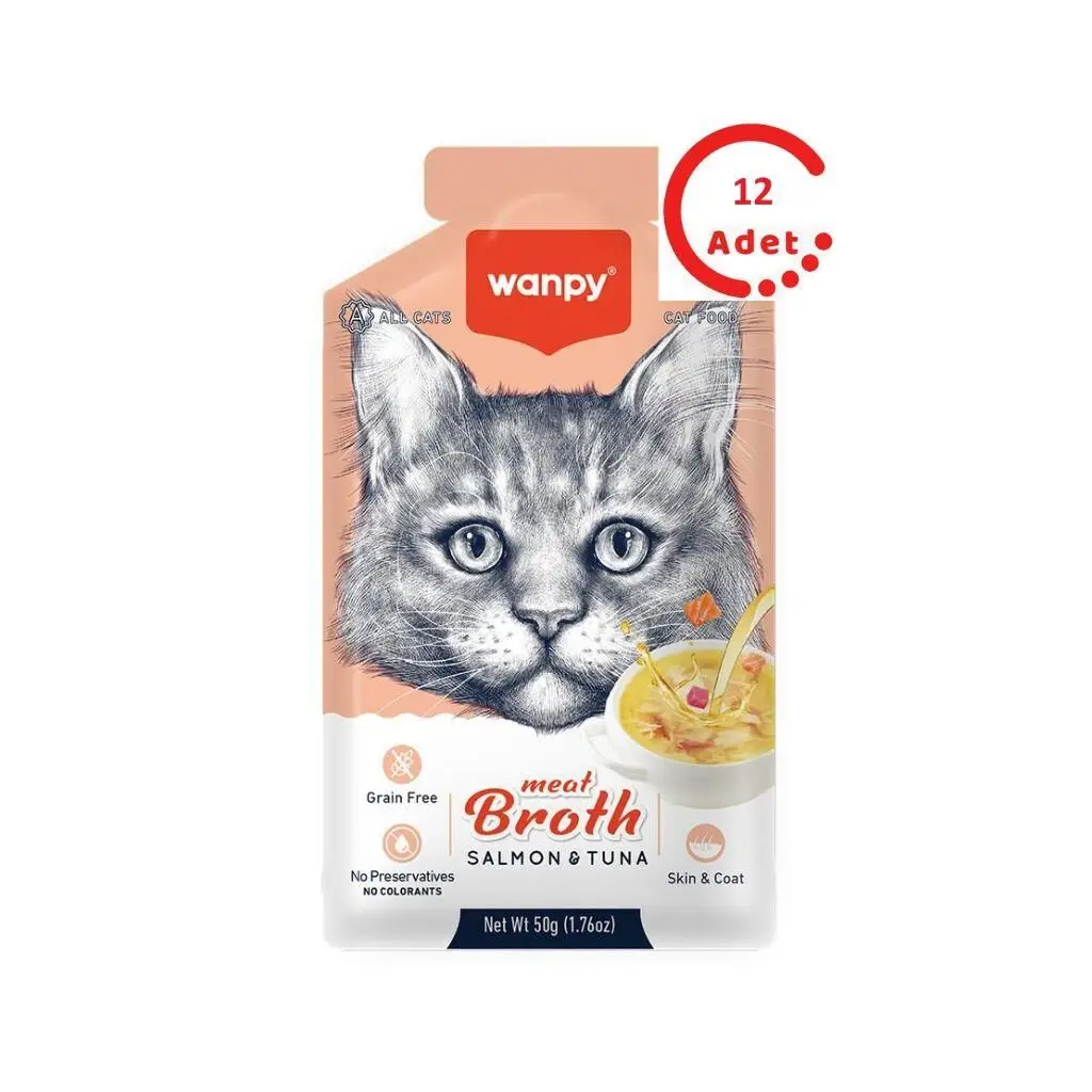 Wanpy Somonlu ve Ton Balıklı Kedi Çorbası 50 Gr 12'li Paket