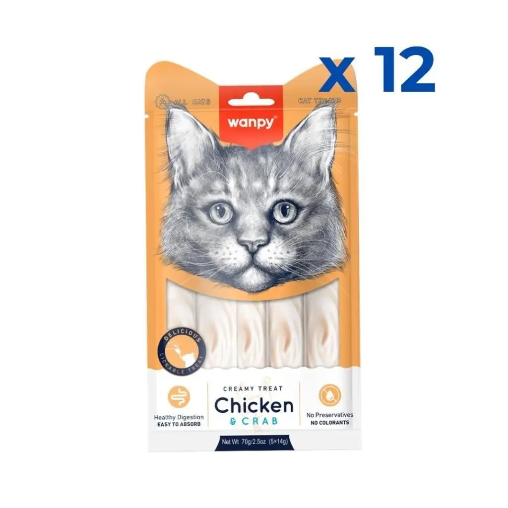 Wanpy Tavuk-Yengeç Krema Likit Kedi Ödülü 5x14 Gr 12'li Paket