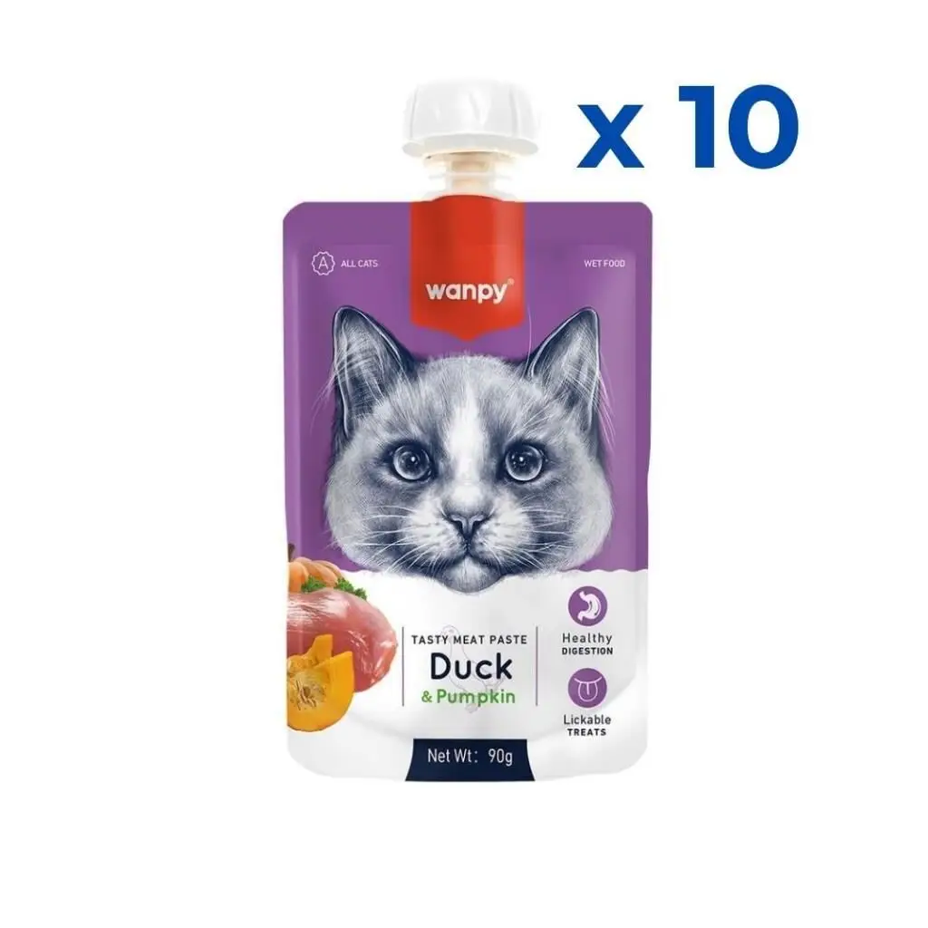 Wanpy Taze Ördekli&Bal Kabaklı Kedi Et Ezmesi 90 gr 10'lu Paket