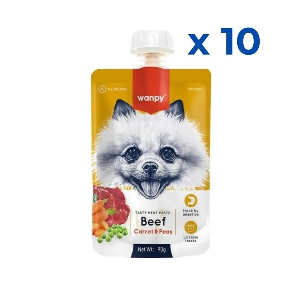 Wanpy Taze Sığır Etli&Havuçlu Köpek Et Ezmesi 90 gr 10'lu Paket