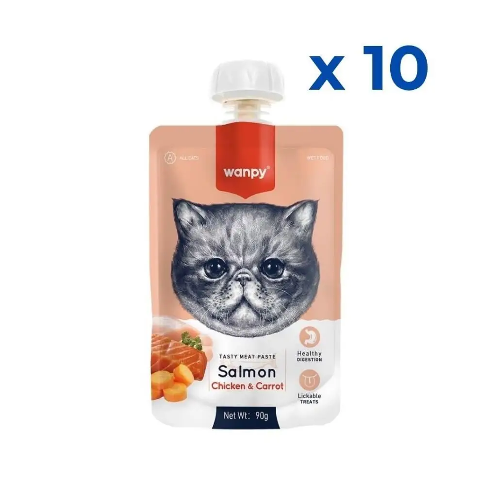 Wanpy Taze Somonlu&Tavuklu Kedi Et Ezmesi 90 gr 10'lu Paket