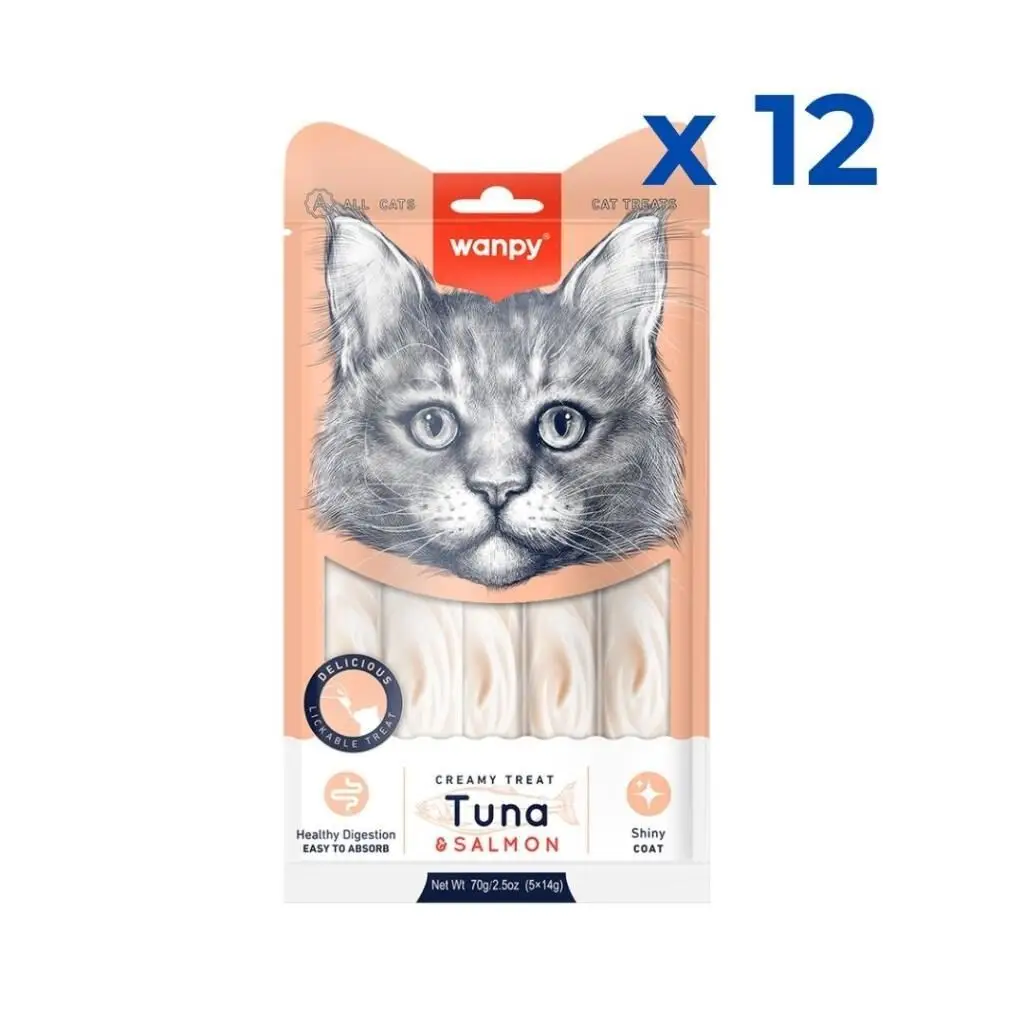 Wanpy Ton Balığı&Somon 5x14 gr Likit Kedi Ödülü 12'li Paket