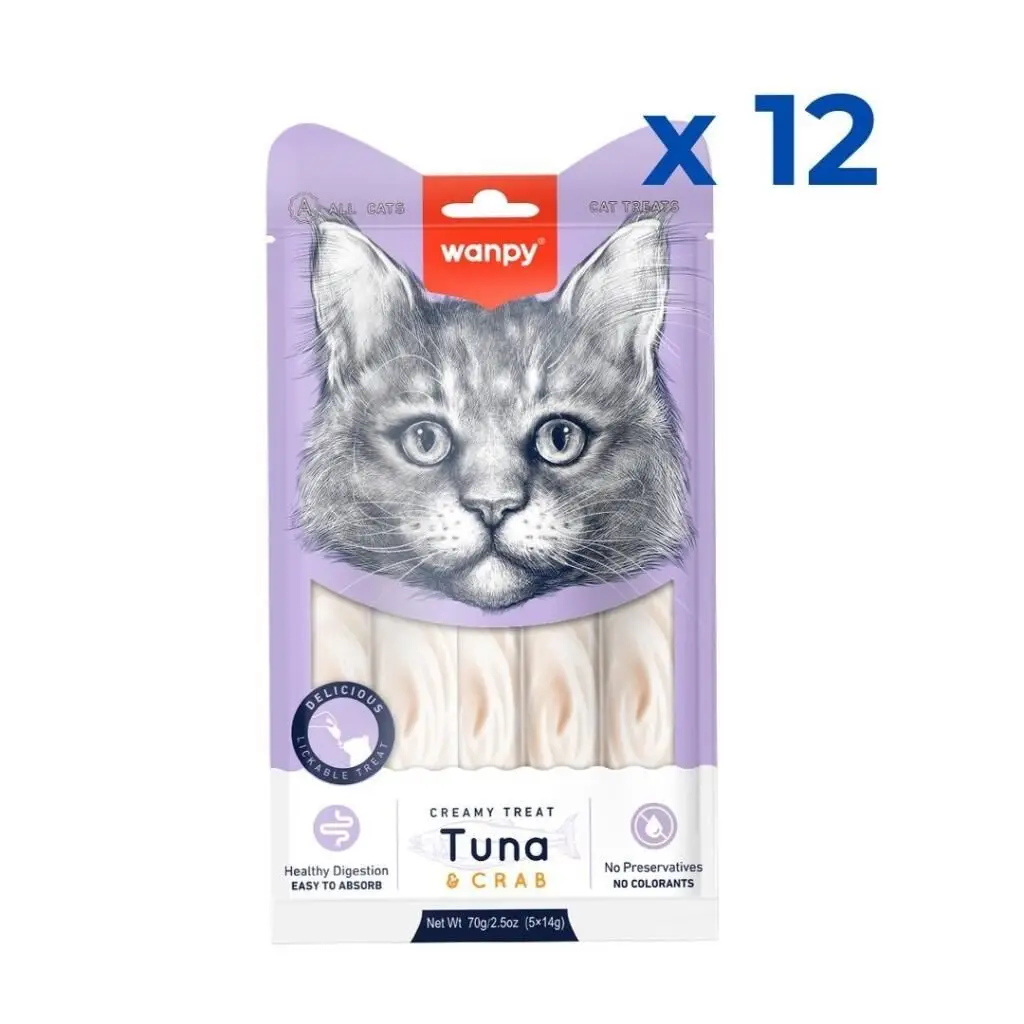 Wanpy Ton-Yengeç Krema Likit Kedi Ödülü 5x14gr 12'li Paket
