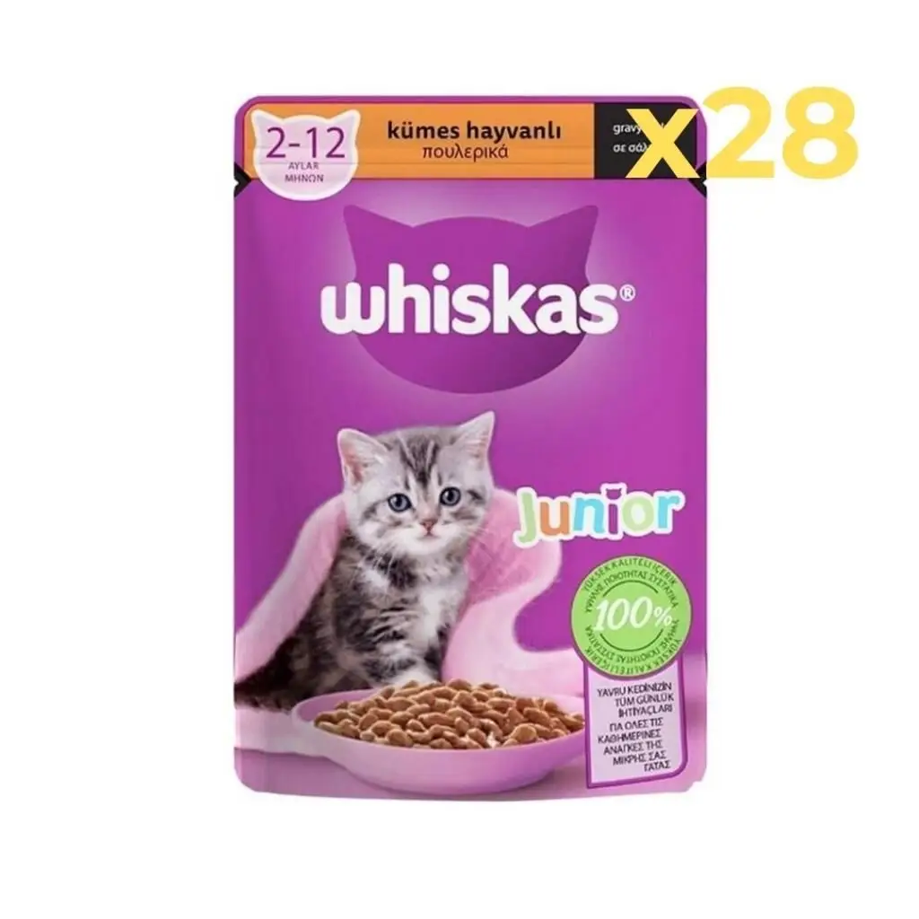 Whiskas Junior Kümes Hayvanlı Yavru Kedi Konserve Maması 85 gr 28'li Paket