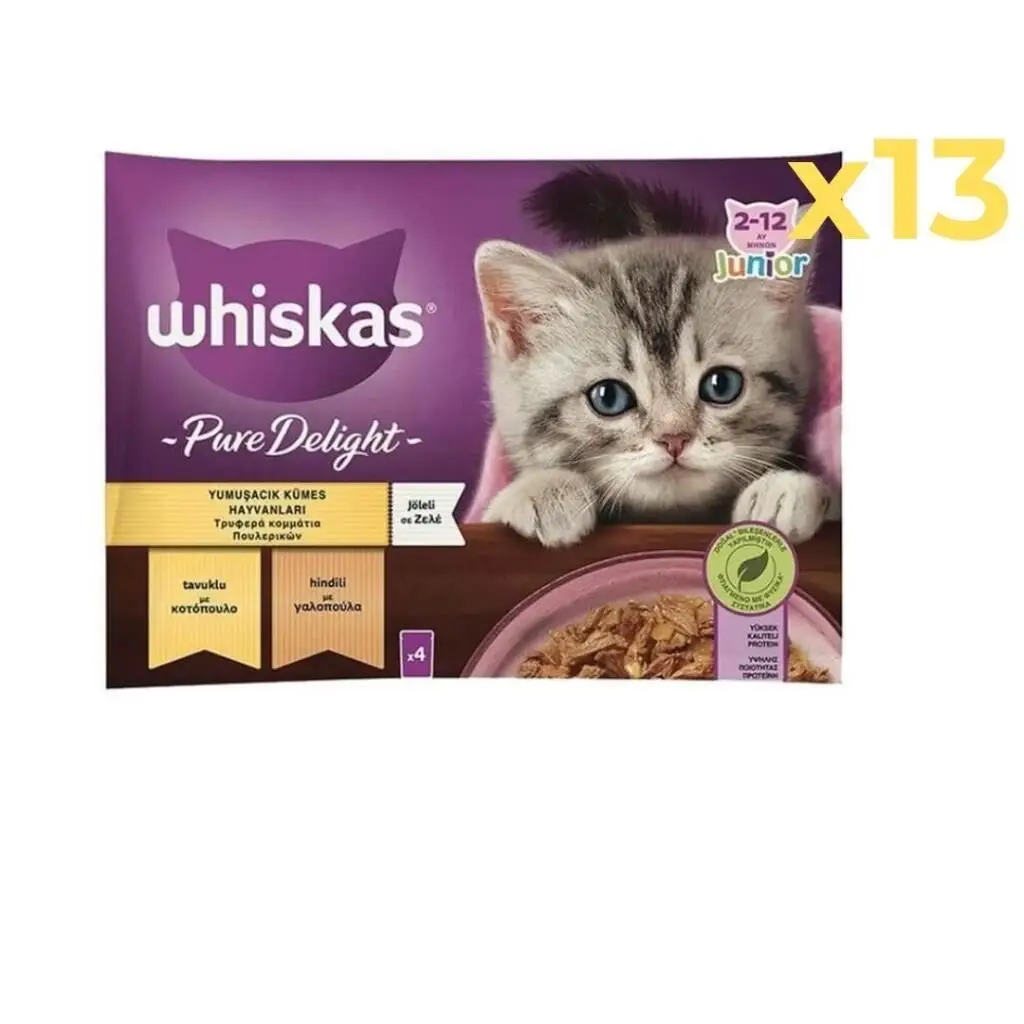 Whiskas Pouch Güveç Eti Çeşitli Yavru Kedi Konservesi 4x85gr 13'lü Paket