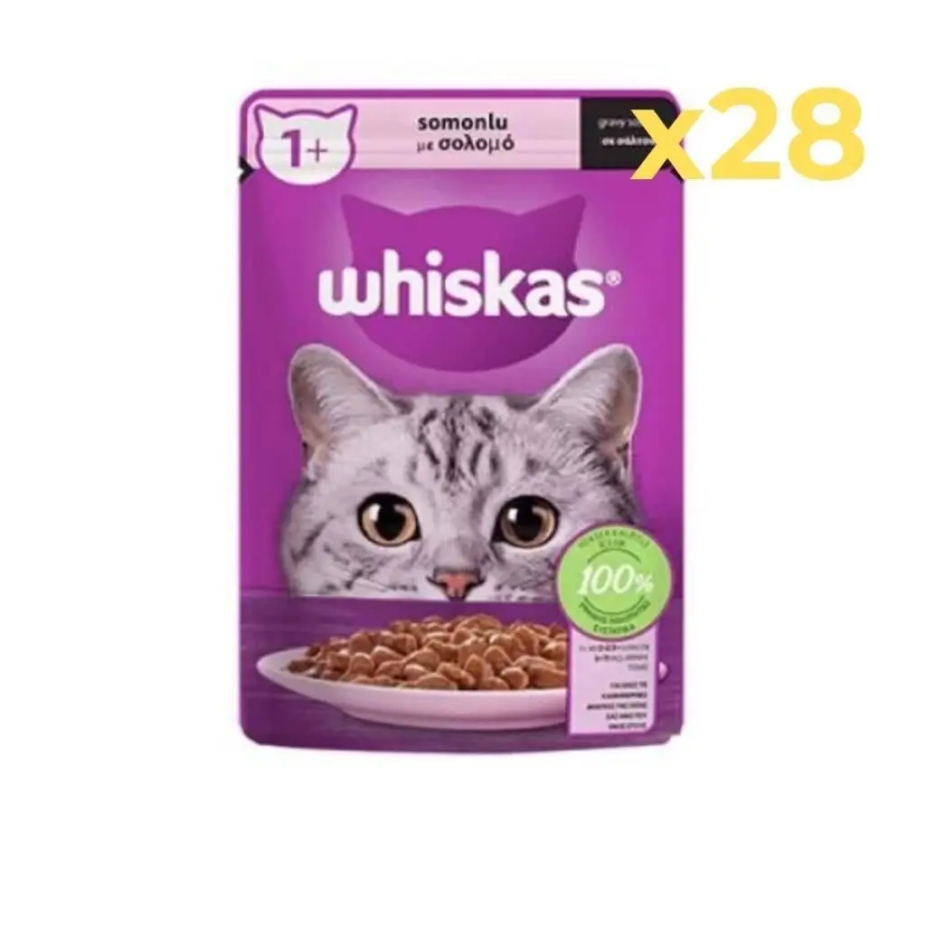Whiskas Pouch Sos İçinde Somonlu Yetişkin Kedi Konservesi 85gr 28'li Paket